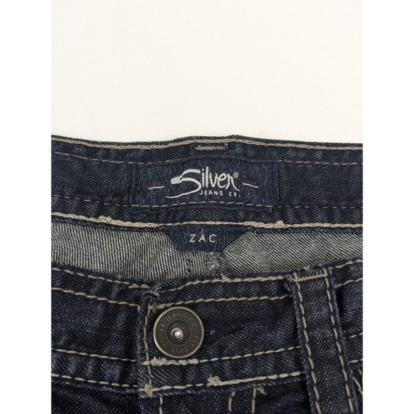 Silver Jeans Mens Zac 38x34 Straight Dark Wash Embroidery - Picture 8 of 11